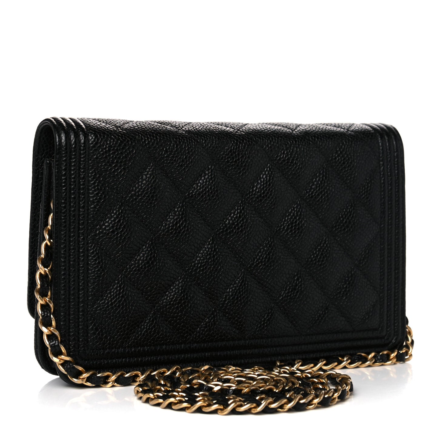 Caviar Quilted Boy Wallet On Chain WOC Black