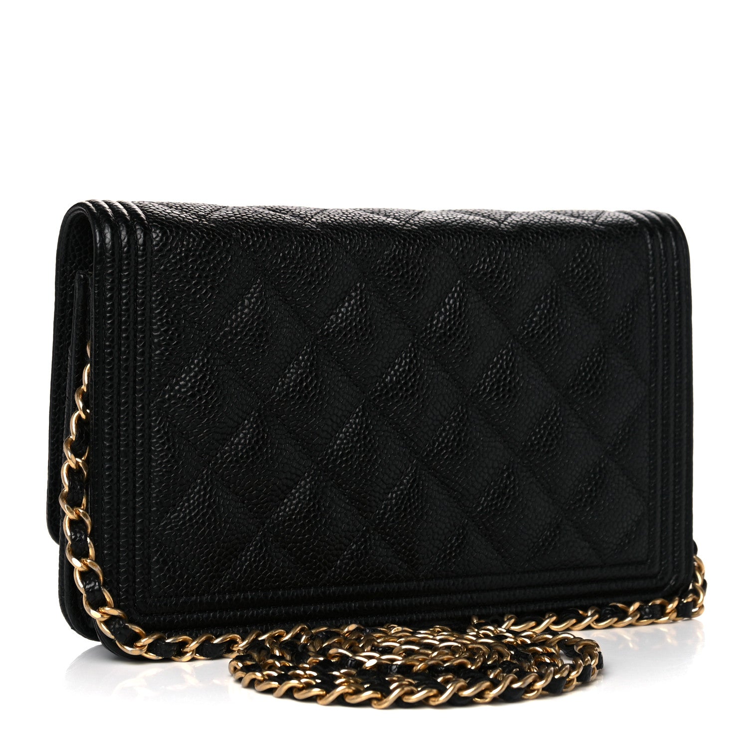 Chanel Caviar Quilted Boy Wallet On Chain WOC Black 2 of 10