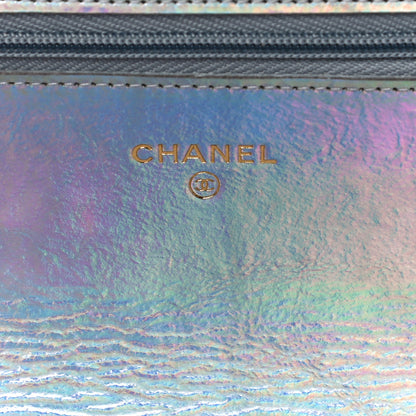 Chanel Iridescent Goatskin Quilted Wallet On Chain WOC Silver 6 of 11