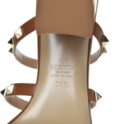 Valentino Garavani Calfskin Nappa Rockstud 60mm Caged Slide Sandals 36.5 Tobacco 7 of 13