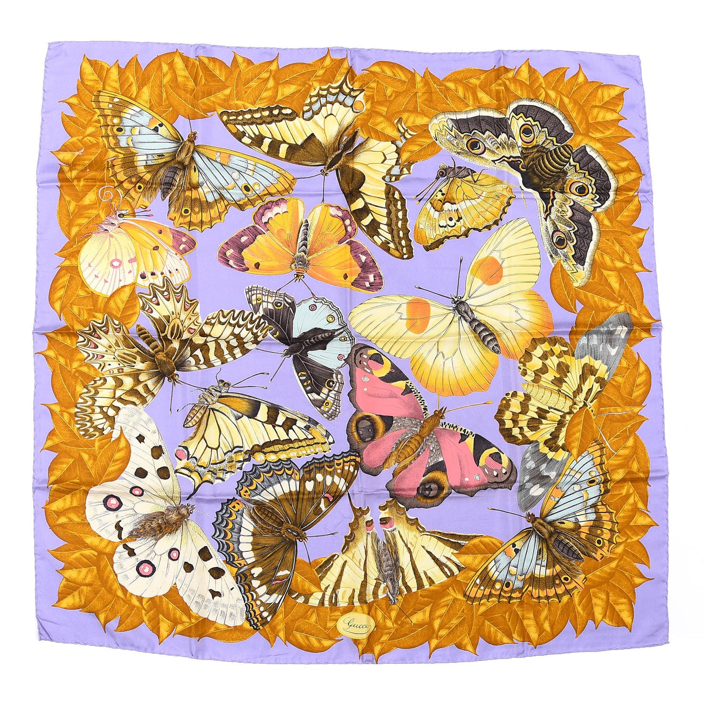 Silk Moth Square Scarf Purple Multicolor