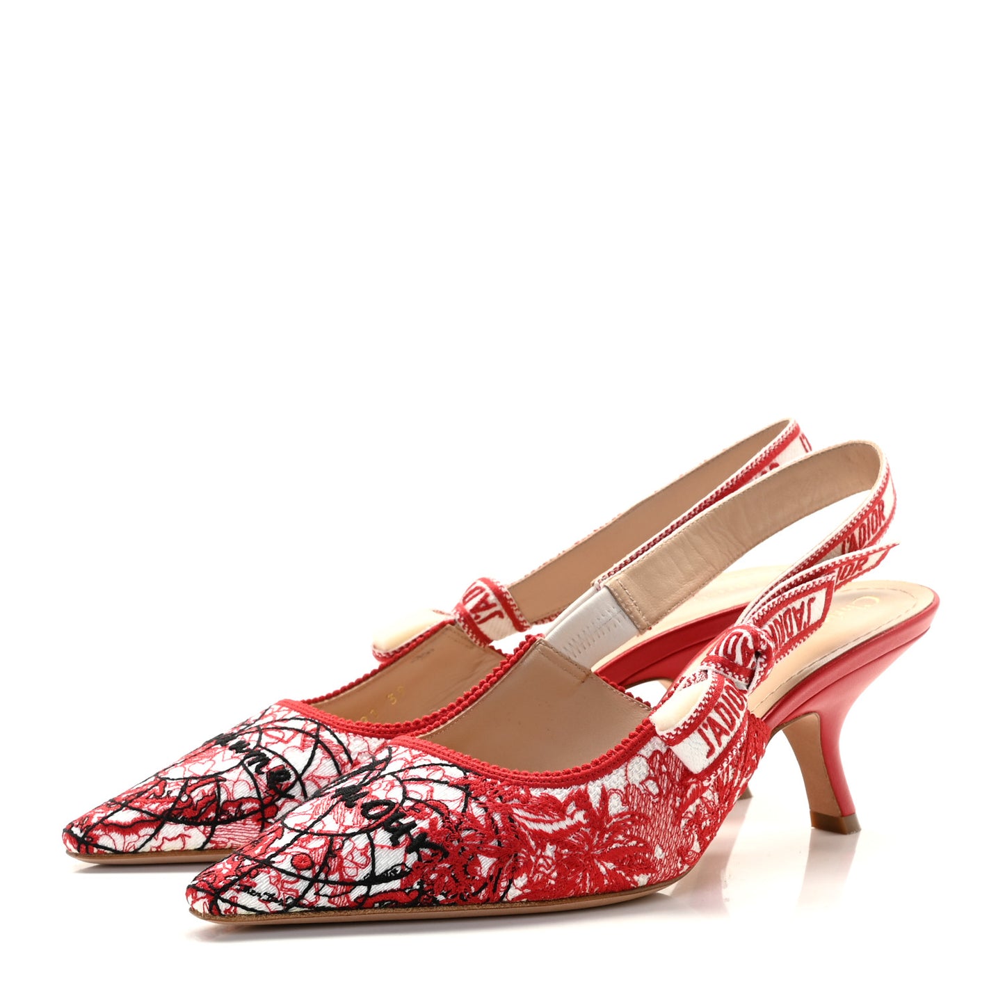 Cotton Ribbon Dioramour D-Royaume J'Adior Slingback 65mm Pumps 39 White Deep Red