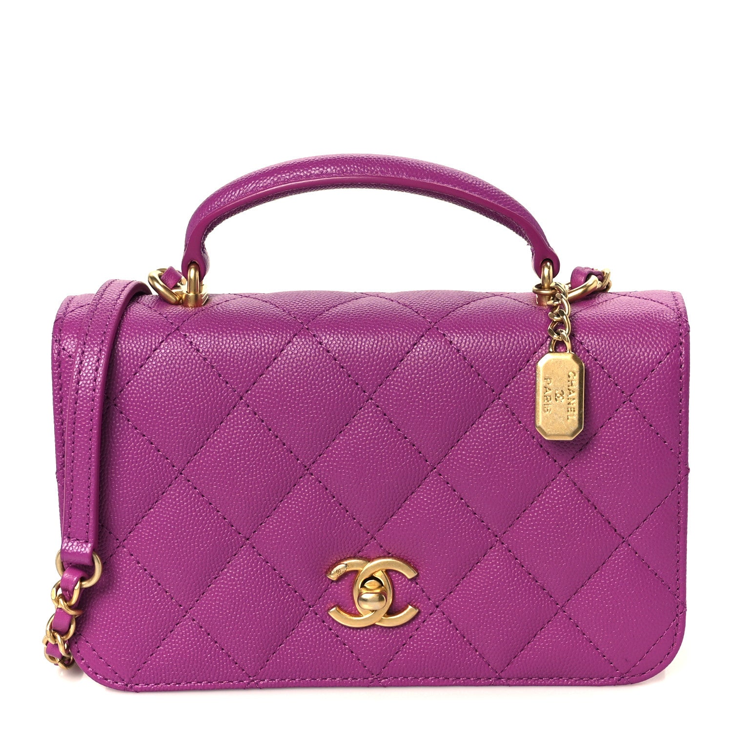 Chanel Caviar Quilted Mini Top Handle Flap Dark Pink 1 of 12