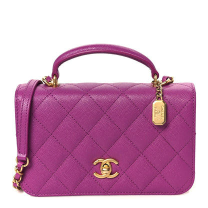 Chanel Caviar Quilted Mini Top Handle Flap Dark Pink 1 of 12