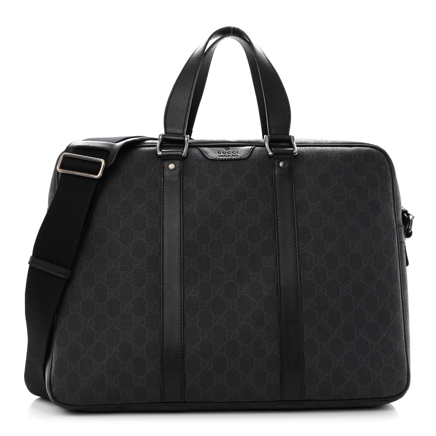 Gucci GG Supreme Monogram Briefcase Black Grey 1 of 12
