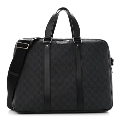 Gucci GG Supreme Monogram Briefcase Black Grey 1 of 12