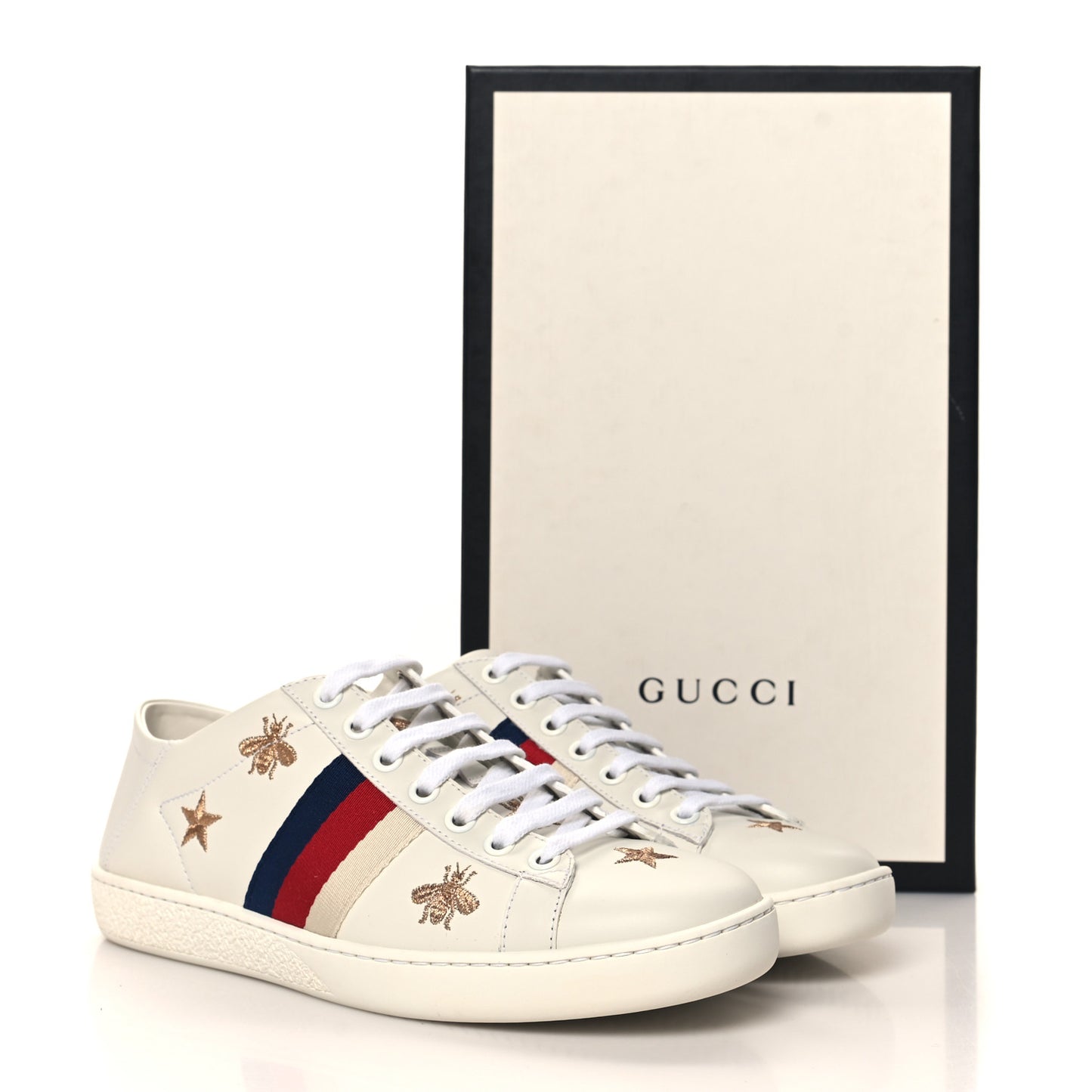 Calfskin Bee Star Embroidered Sylvie Web Ace Sneakers 35.5 White