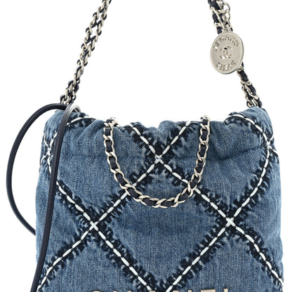 Chanel Denim Stitched Quilted Mini Chanel 22 Blue 9 of 12
