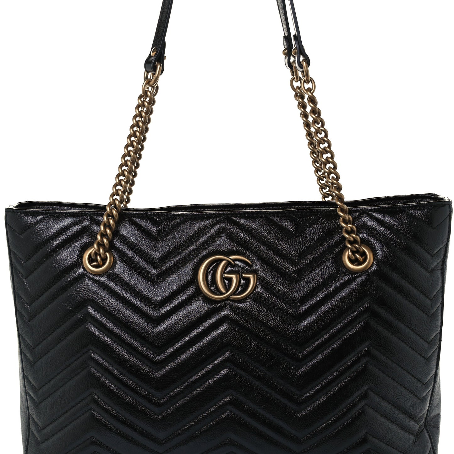 Vintage Calfskin Matelasse Medium GG Marmont Slim Tote Black