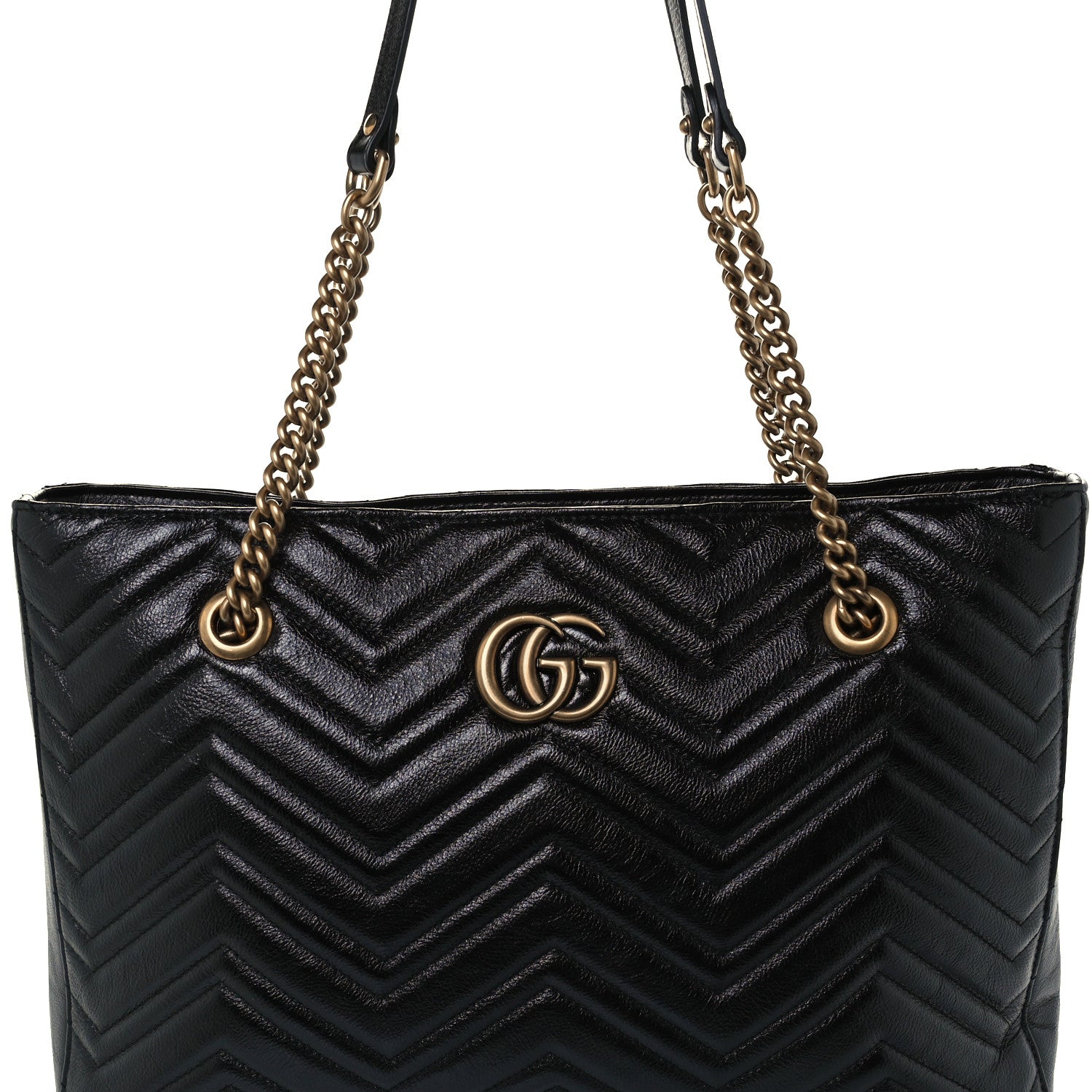Gucci Vintage Calfskin Matelasse Medium GG Marmont Slim Tote Black 9 of 11