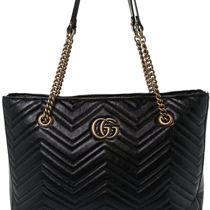 Gucci Vintage Calfskin Matelasse Medium GG Marmont Slim Tote Black 9 of 11