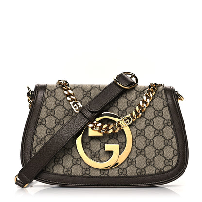 Gucci GG Supreme Monogram Textured Dollar Calfskin Blondie Chain Shoulder Flap Bag Beige Ebony New Acero 1 of 10