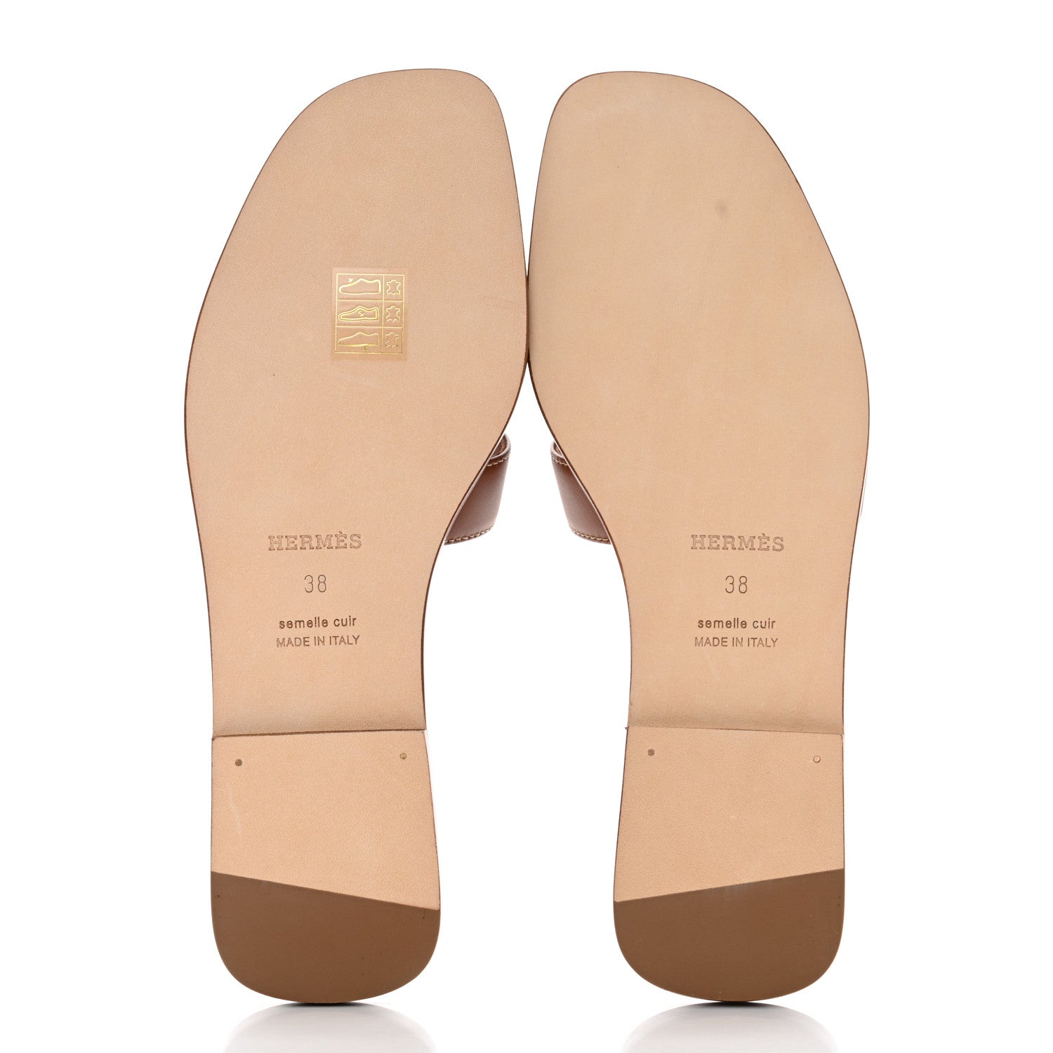 Hermes Box Calfskin Oran Sandals 38 Gold 5 of 9