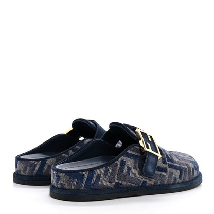 Fendi Woven Fabric FF Fendi Feel Mules 37 Grigio Blue Midnight Blue 5 of 10