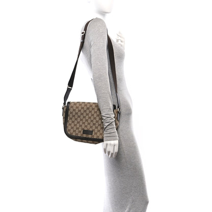 Gucci Monogram Flap Messenger Bag Beige Dark Brown 2 of 12
