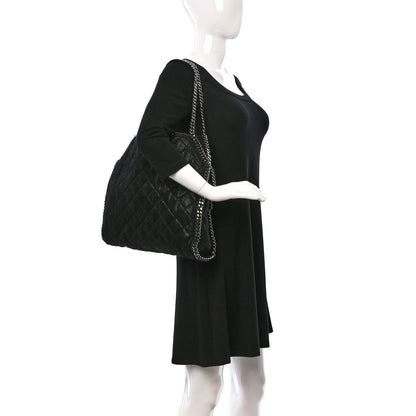 Stella McCartney Metallic Shaggy Deer Quilted Small Falabella Tote Black 2 of 9
