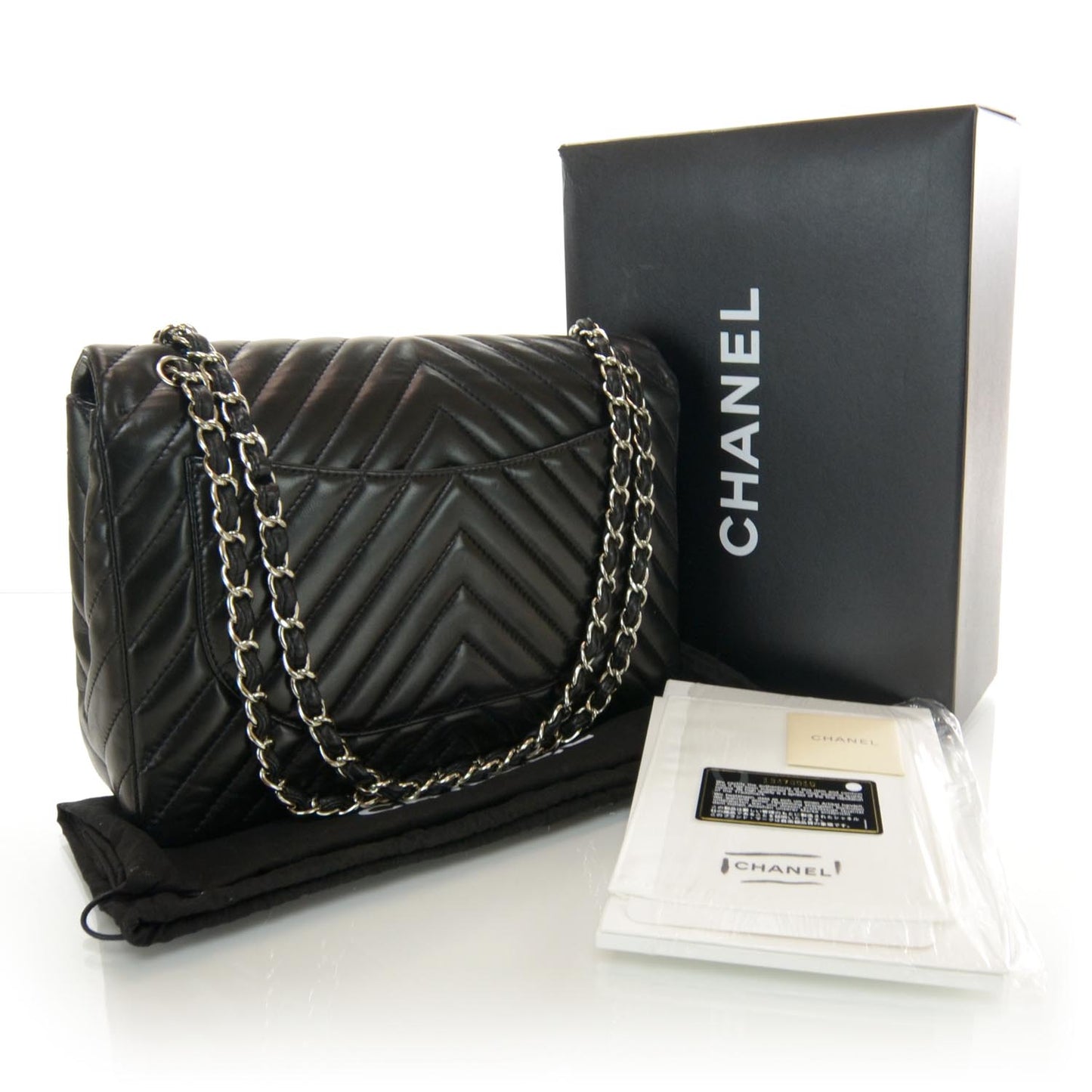 Lambskin Chevron Maxi Flap Black