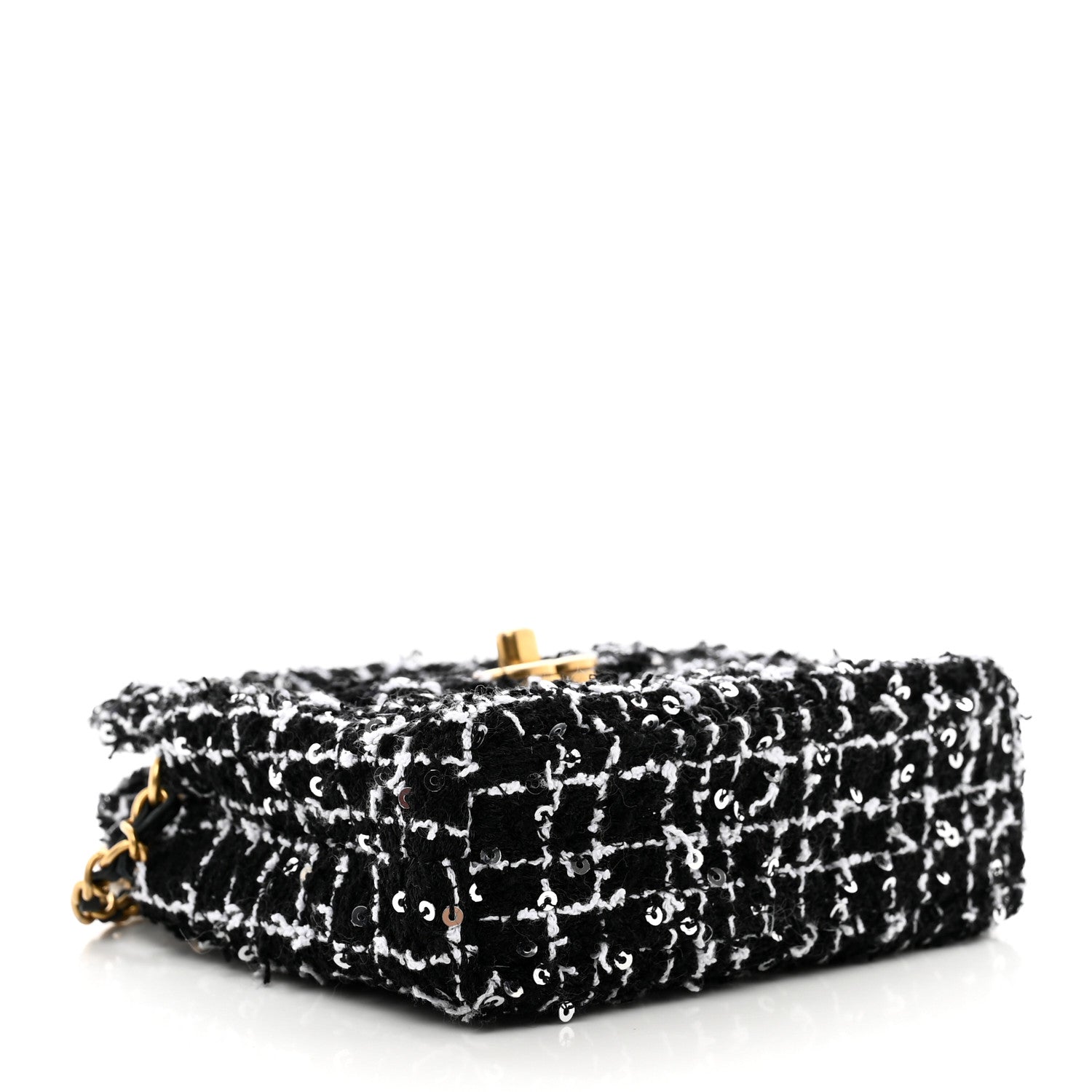 Chanel Tweed Quilted Mini Nano Kelly Shopper Black White 4 of 11