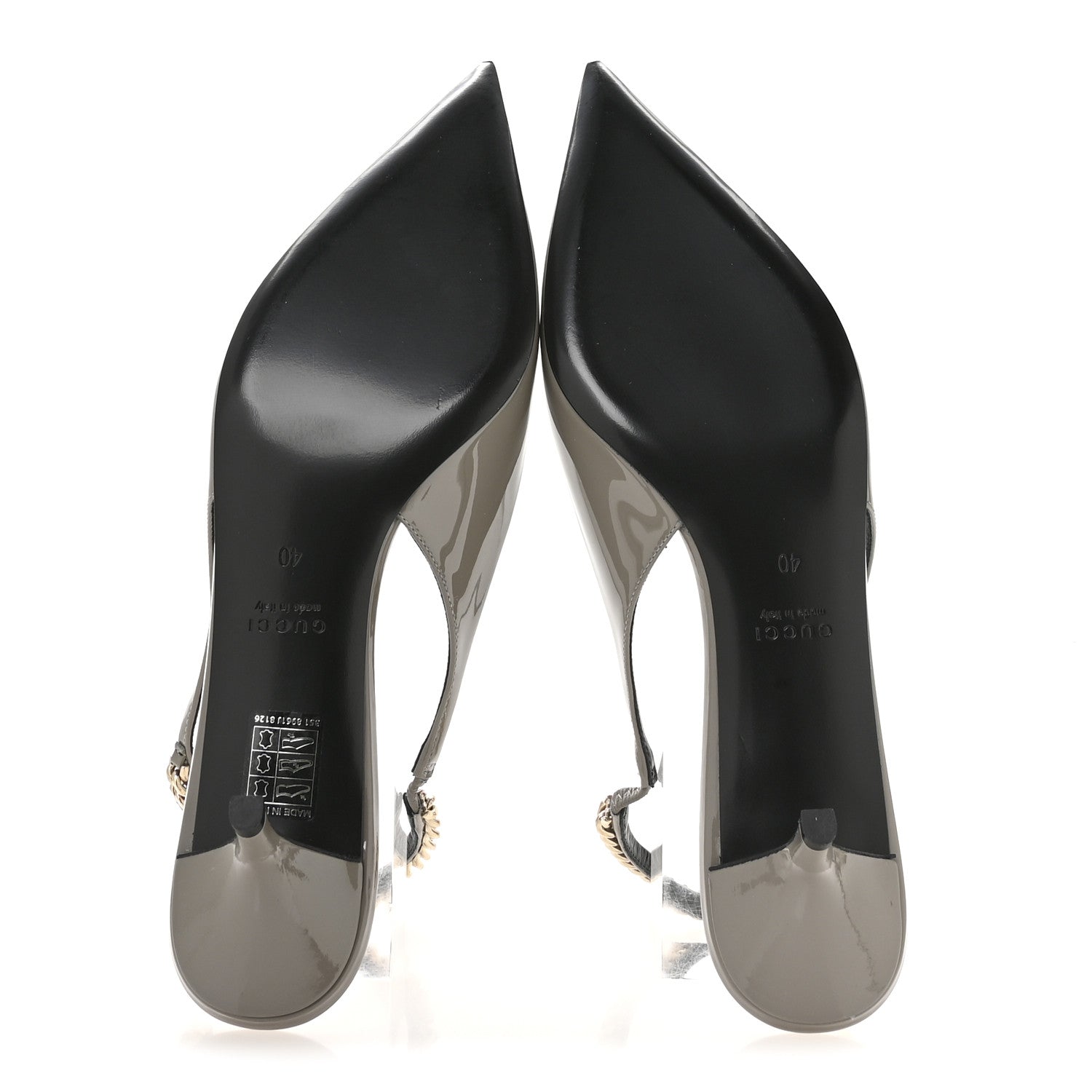 Gucci Patent Signoria 35mm Slingback Pumps 40 New Fango 6 of 9
