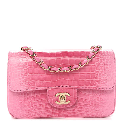 Chanel Shiny Alligator Ombre Mini Rectangular Flap Rose 1 of 10