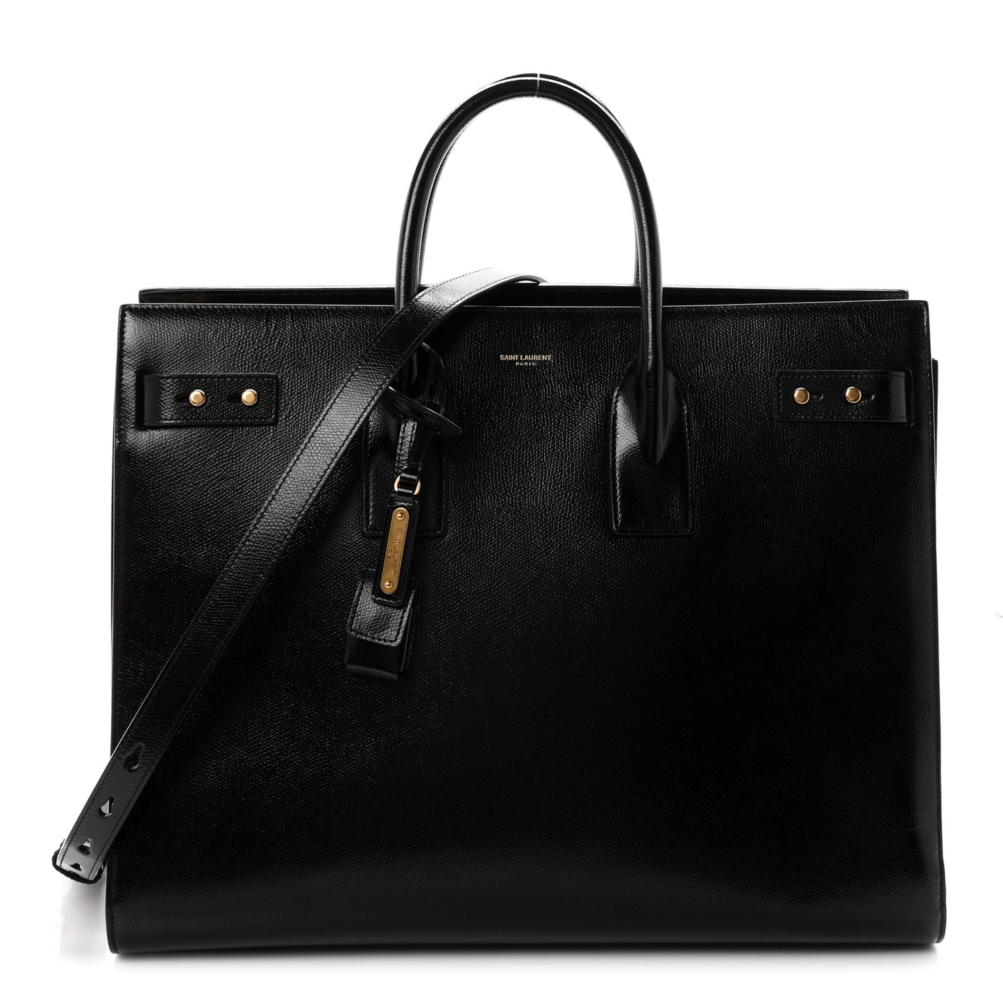 Patent Grain De Poudre Large Souple Sac De Jour Black