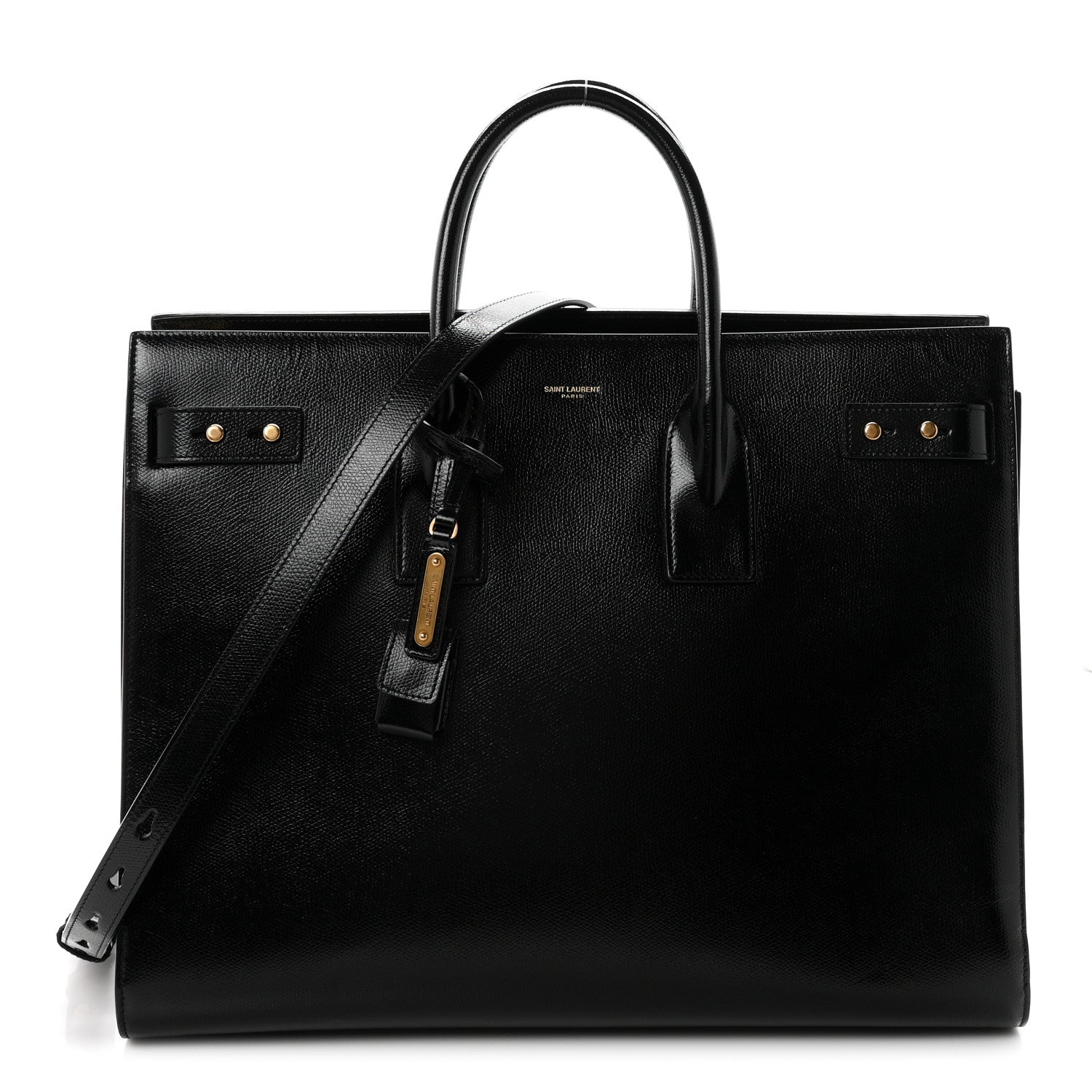 Saint Laurent Patent Grain De Poudre Large Souple Sac De Jour Black 1 of 11