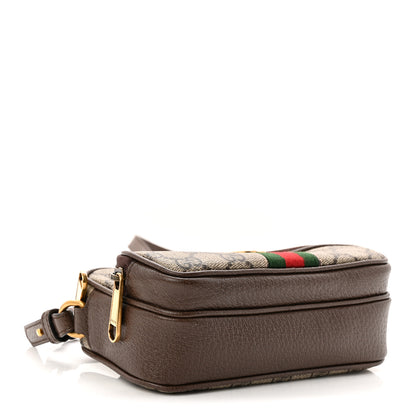 Gucci GG Supreme Monogram Textured Dollar Calfskin Web Mini Ophidia Convertible Shoulder Bag Beige Ebony New Acero 4 of 11