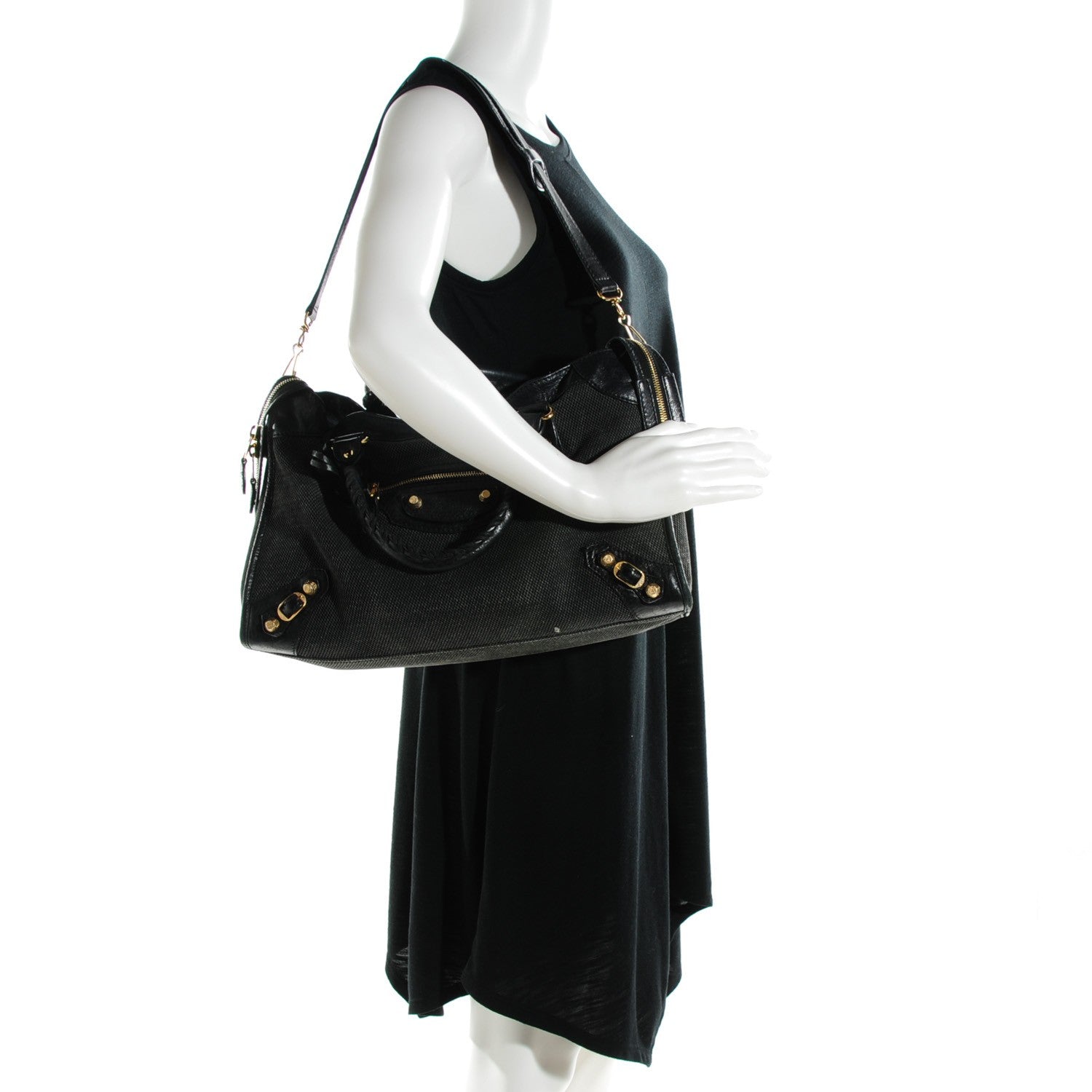 Balenciaga Agneau Canvas Giant 12 Gold Hardware City Black 2 of 9