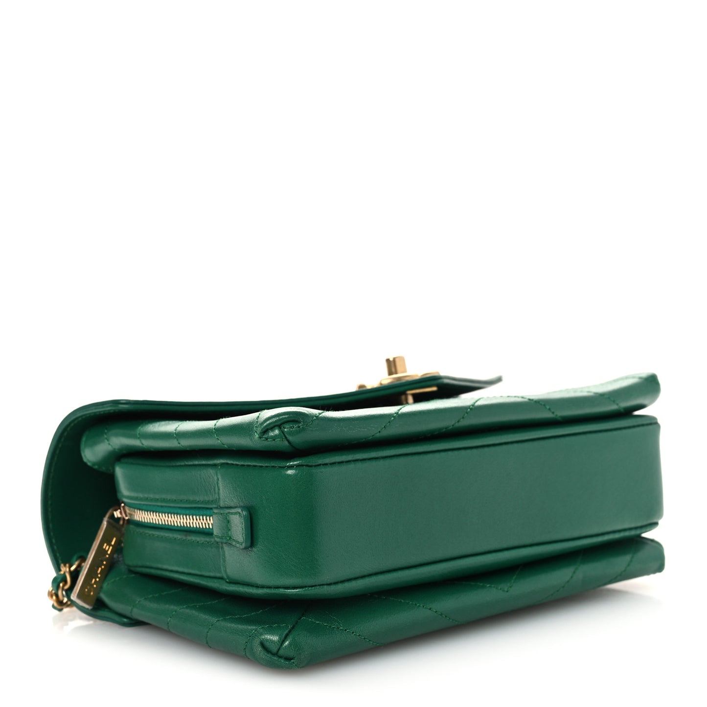 Lambskin Chevron Stitched Envelope Flap Bag Green