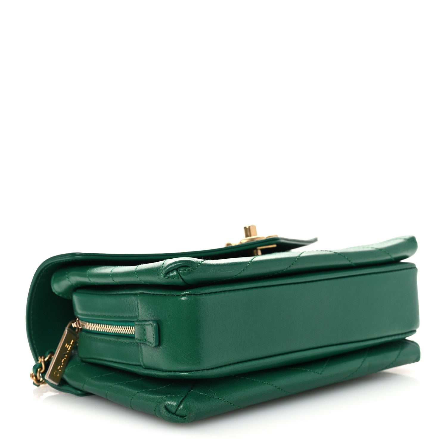 Chanel Lambskin Chevron Stitched Envelope Flap Bag Green 4 of 12