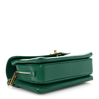 Chanel Lambskin Chevron Stitched Envelope Flap Bag Green 4 of 12