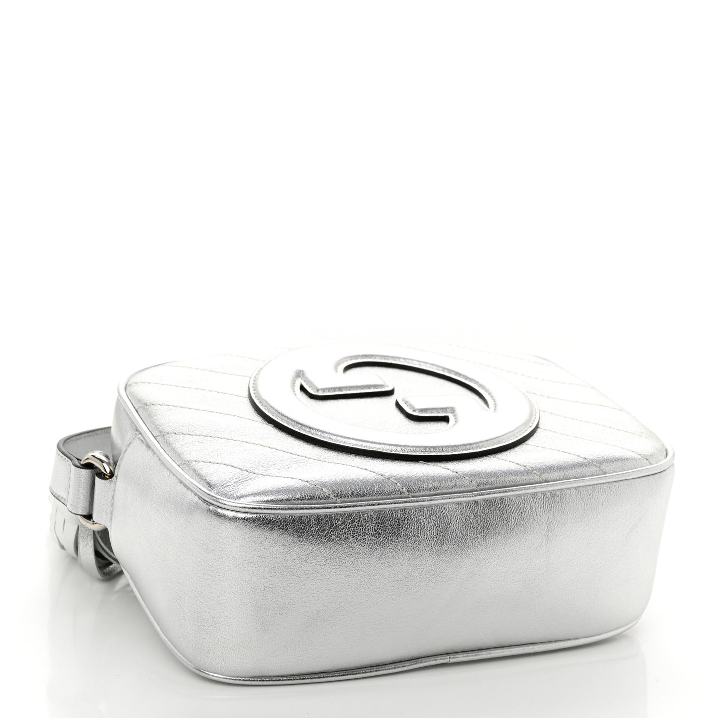 Metallic Sakai Be Green Calfskin Diagonal Stitched Small Blondie Shoulder Bag Silver