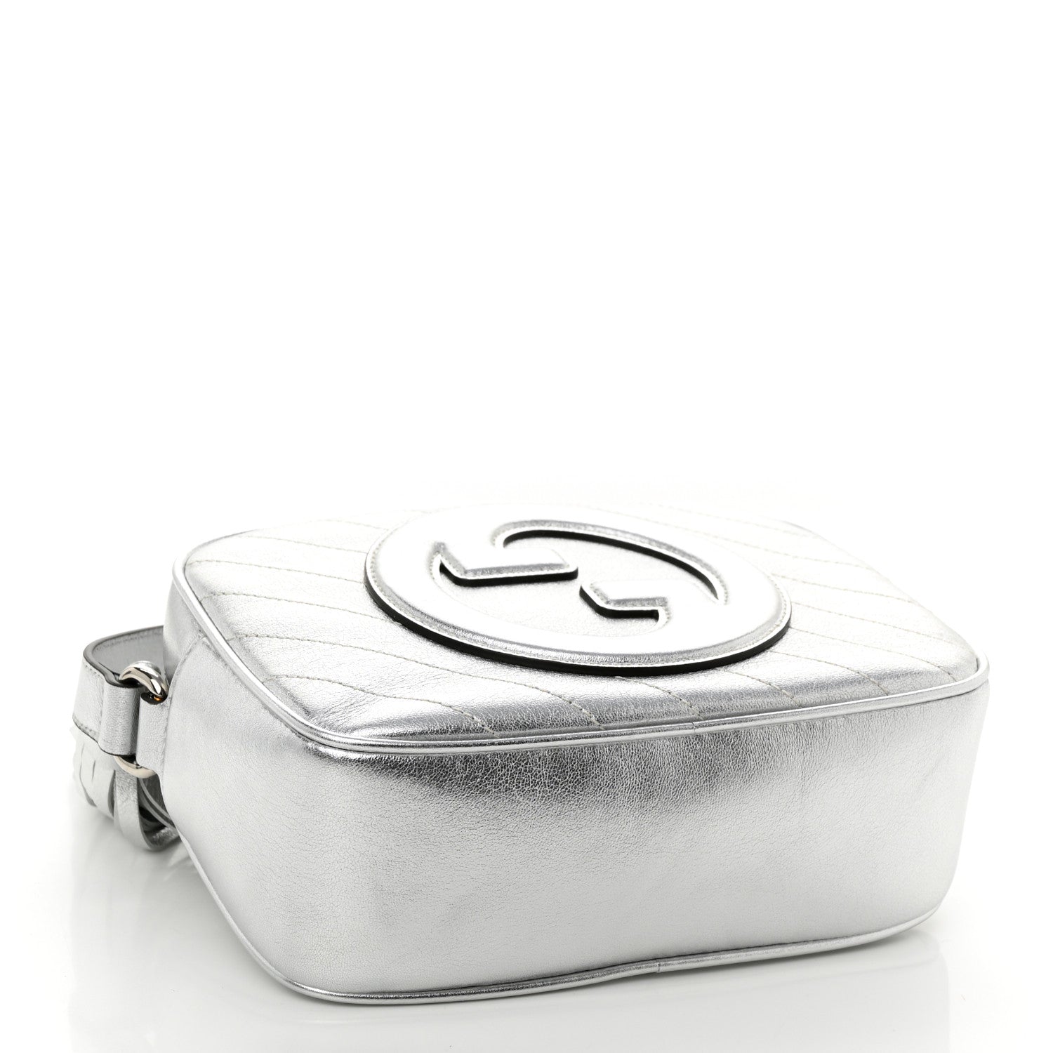 Gucci Metallic Sakai Be Green Calfskin Diagonal Stitched Small Blondie Shoulder Bag Silver 4 of 10