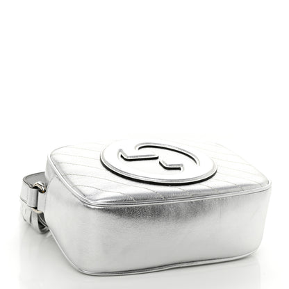 Gucci Metallic Sakai Be Green Calfskin Diagonal Stitched Small Blondie Shoulder Bag Silver 4 of 10