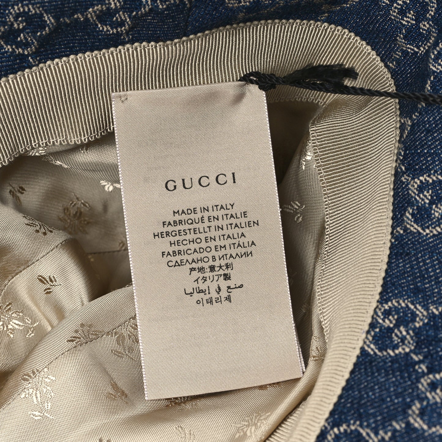Washed Jacquard Denim Nappa GG Monogram Oscar Bucket Hat L Denim Cuir