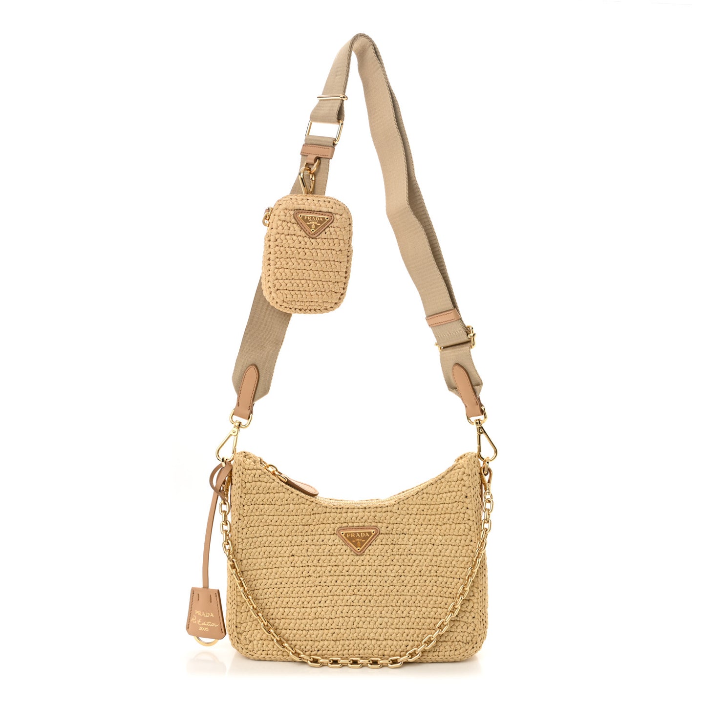 Yarn Raffia Effect Crochet Re-Edition 2005 Shoulder Bag Naturale