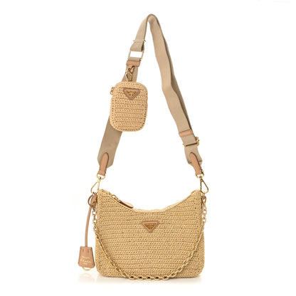 Prada Yarn Raffia Effect Crochet Re-Edition 2005 Shoulder Bag Naturale 1 of 12