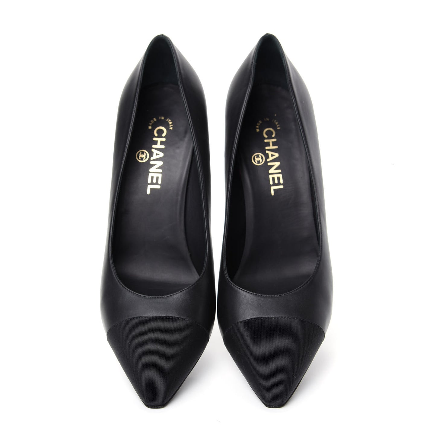 Lambskin Grosgrain Cap Toe Pumps 40.5 Black