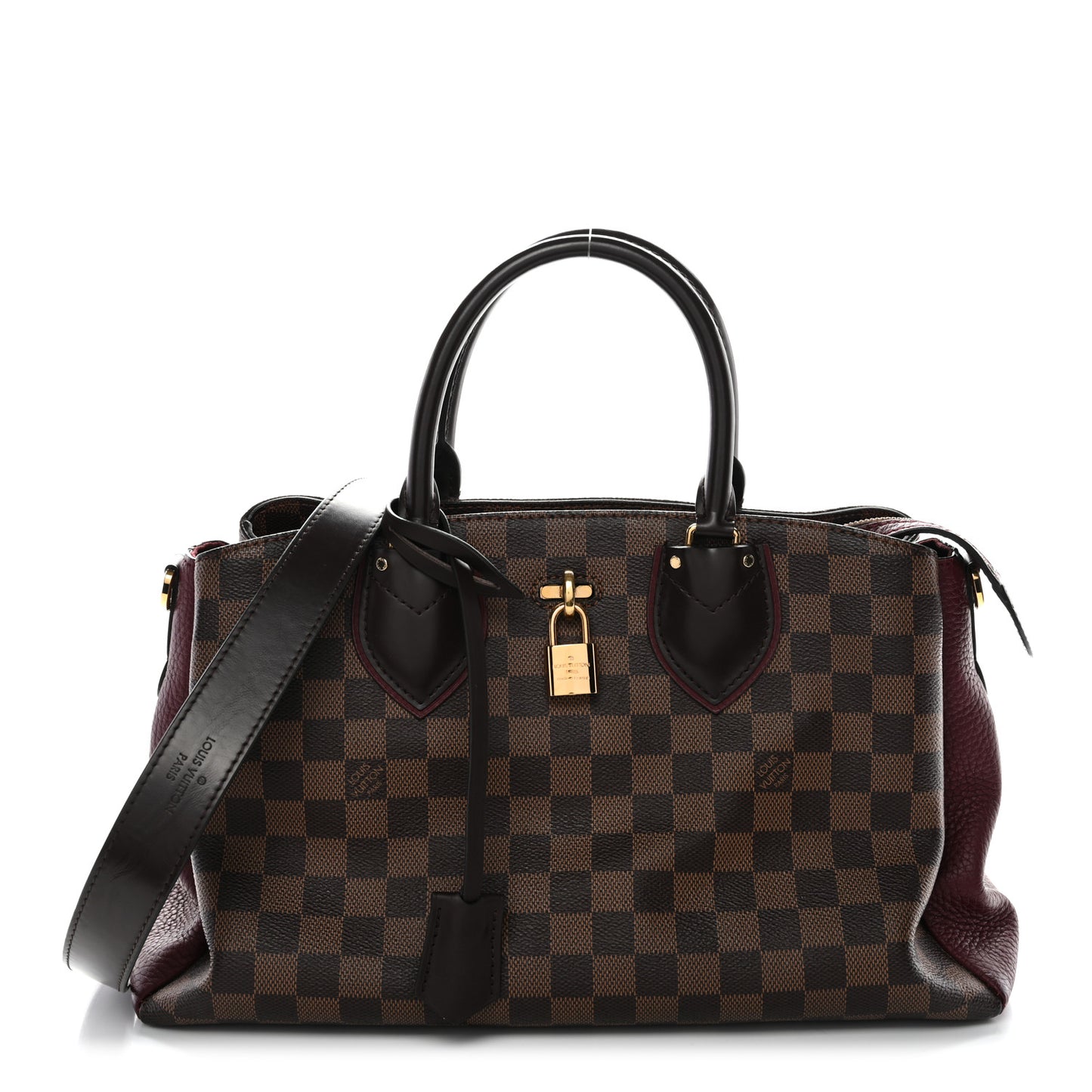 Cuir Taurillon Damier Ebene Normandy Bordeaux