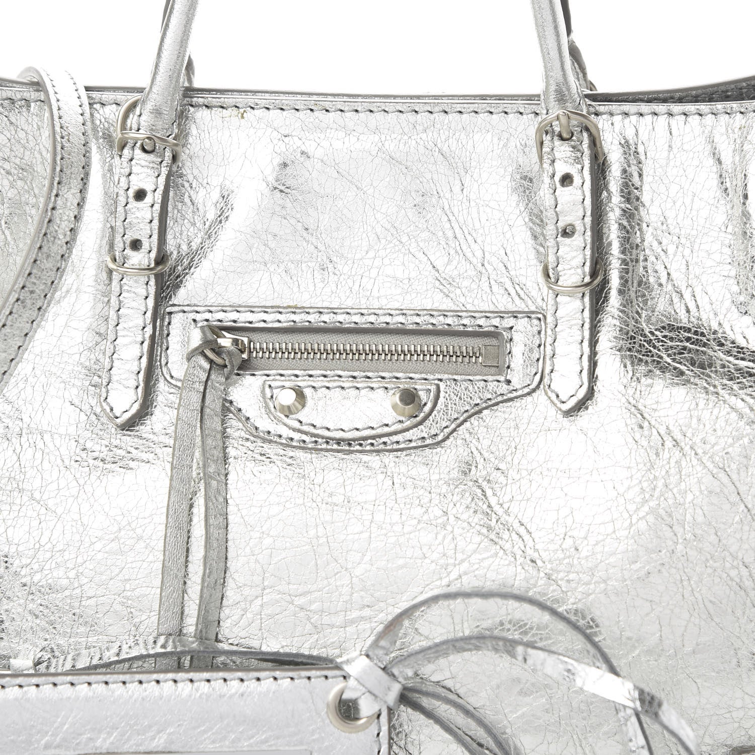Balenciaga Metallic Calfskin Papier A6 Zip Around Tote Silver 10 of 12