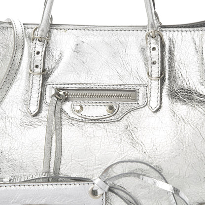 Balenciaga Metallic Calfskin Papier A6 Zip Around Tote Silver 10 of 12