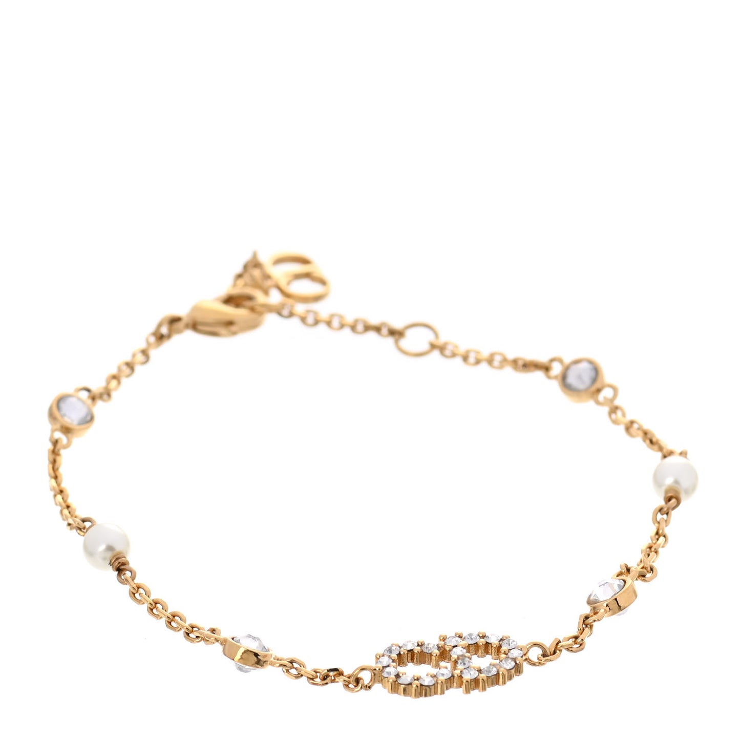 Crystal Pearl Clair D Lune Bracelet Gold