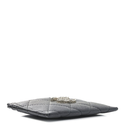 Chanel Shiny Caviar Quilted Strass CC Card Holder Black 4 of 9