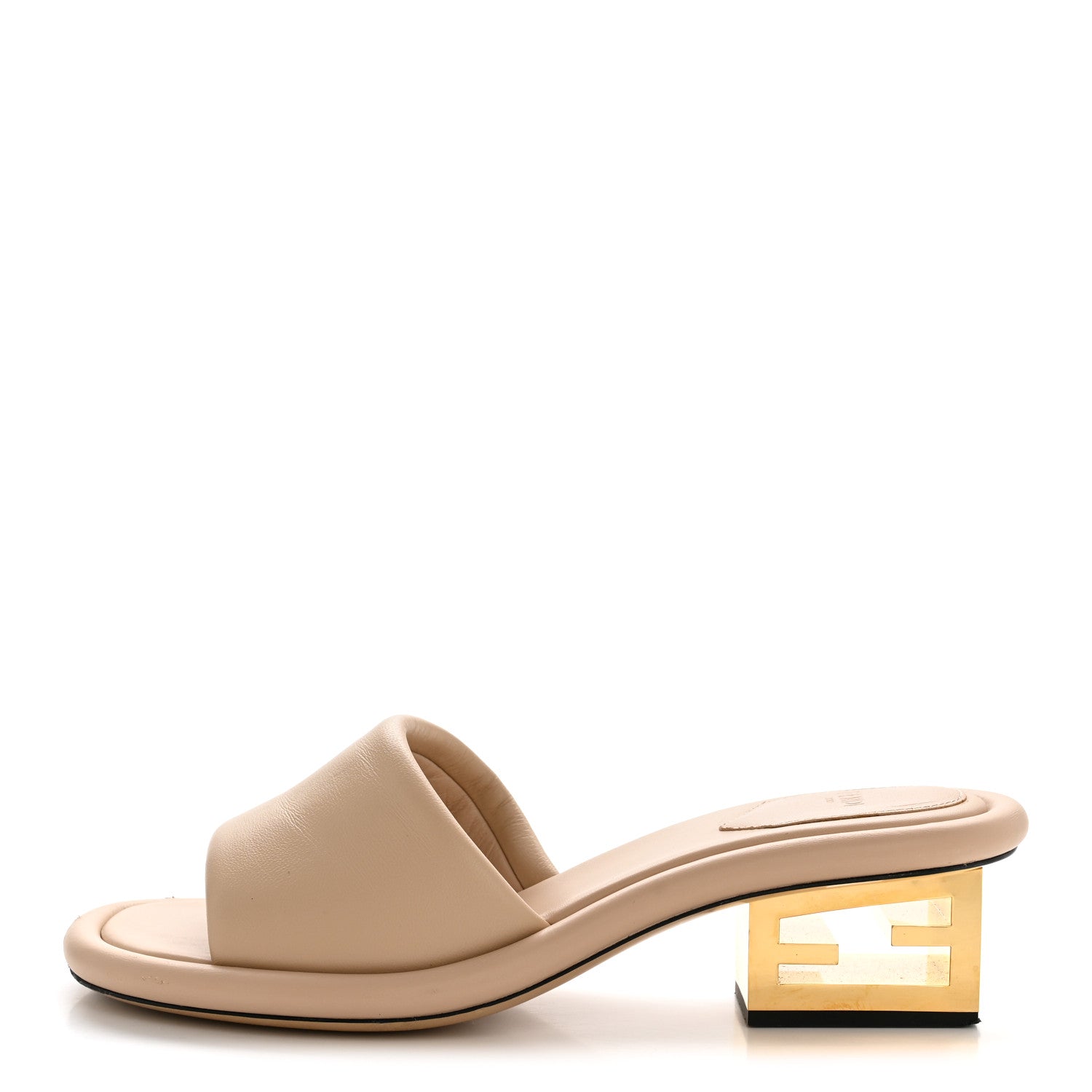 Fendi Nappa Baguette 60mm Slide Sandals 38.5 Buff 1 of 11