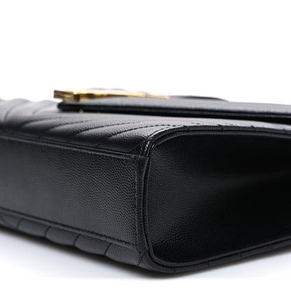 Saint Laurent Grain De Poudre Matelasse Chevron Medium Monogram Satchel Black Black 9 of 10