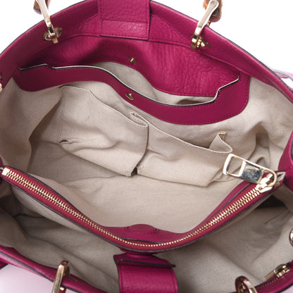 Gucci Pebbled Calfskin Medium Bamboo Shopper Tote Bright Bougainvillea 7 of 19
