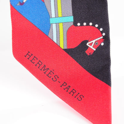 Hermes Silk Rocabar Twilly Bleu Noir Jaune 4 of 5