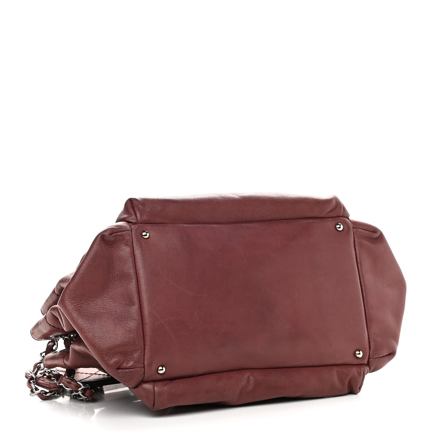 Lambskin Quilted Chain Accordion Flap Brown