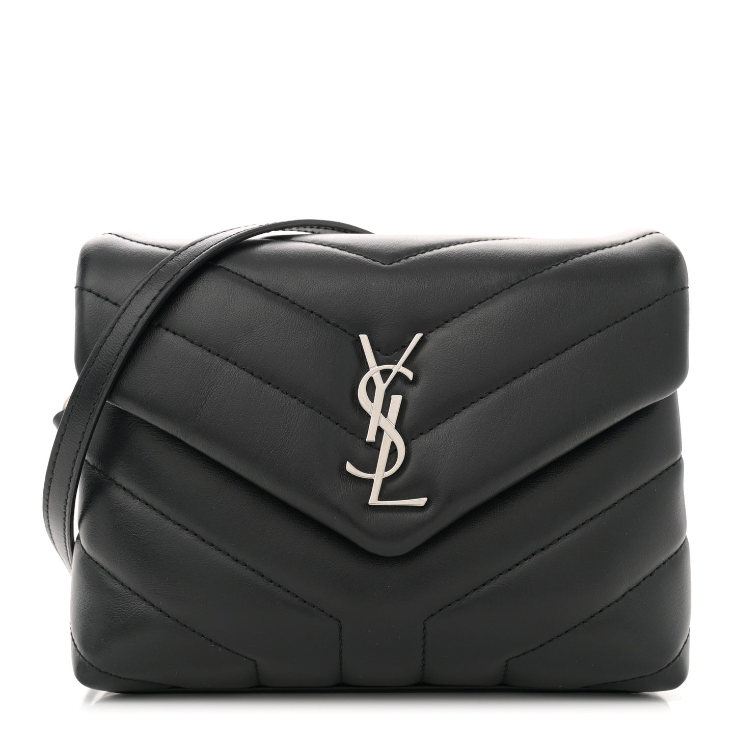 Calfskin Y Quilted Monogram Toy Loulou Crossbody Bag Black