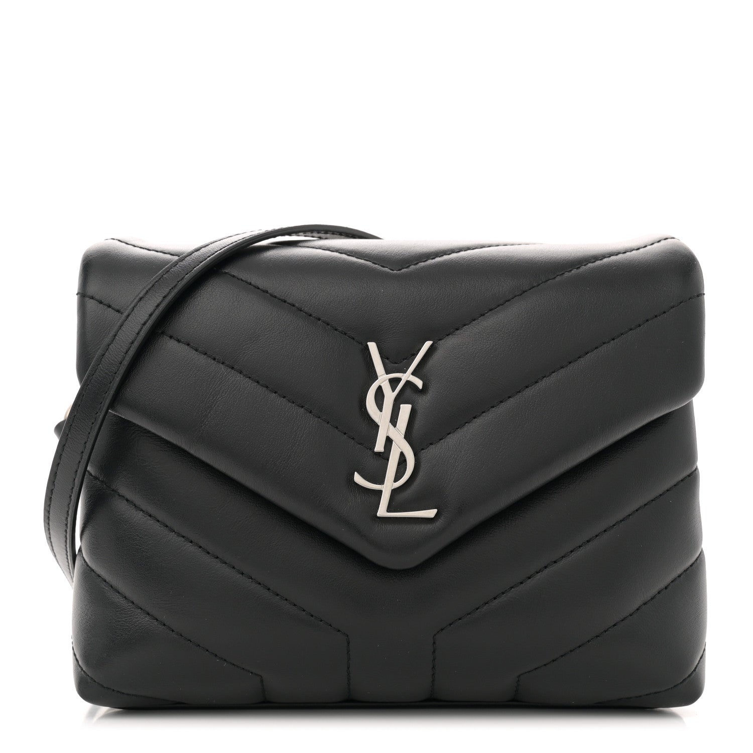 Saint Laurent Calfskin Y Quilted Monogram Toy Loulou Crossbody Bag Black 1 of 10